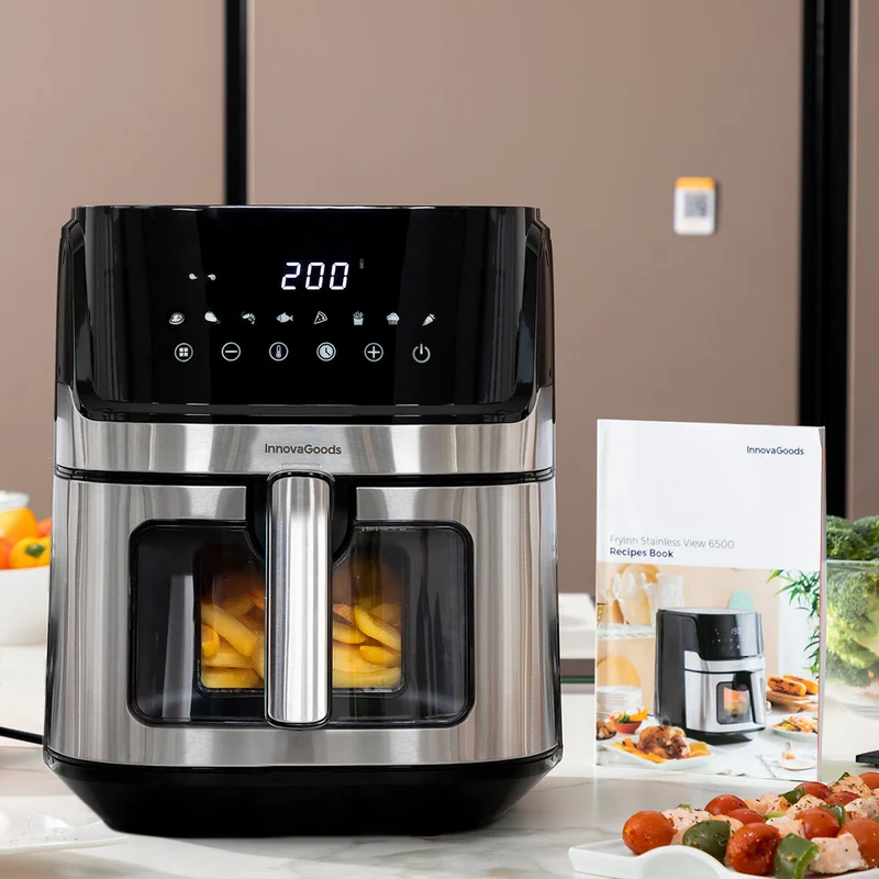 Friteuse à air InnovaGoods Fryinn View 6500 Noir 1700 W 6,5 L Acier inoxydable