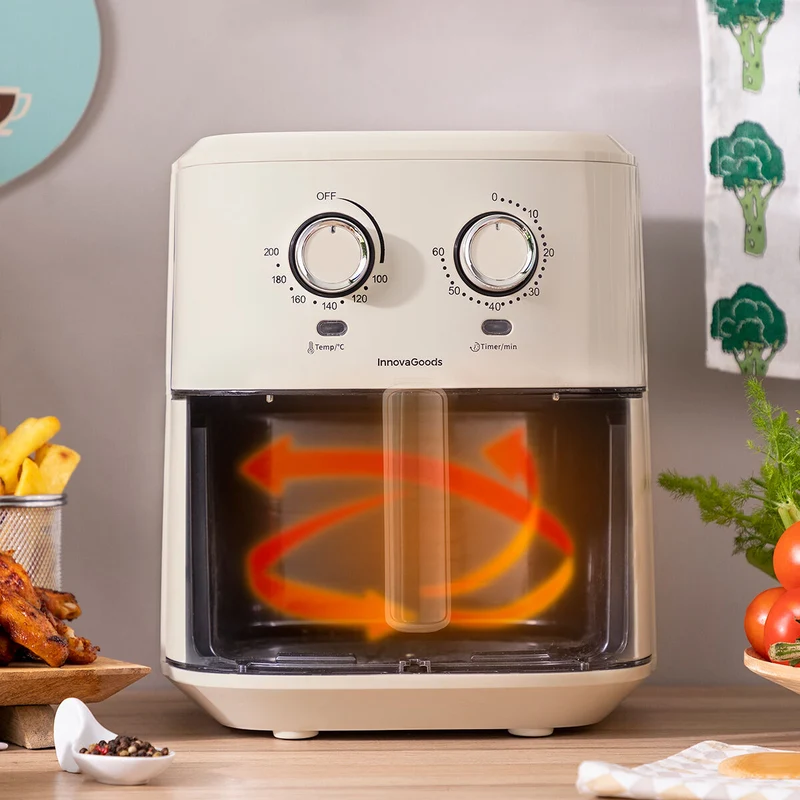 Friteuse à air InnovaGoods Vynner Pro 6500 Crème 1700 W 6,5 L Acier inoxydable