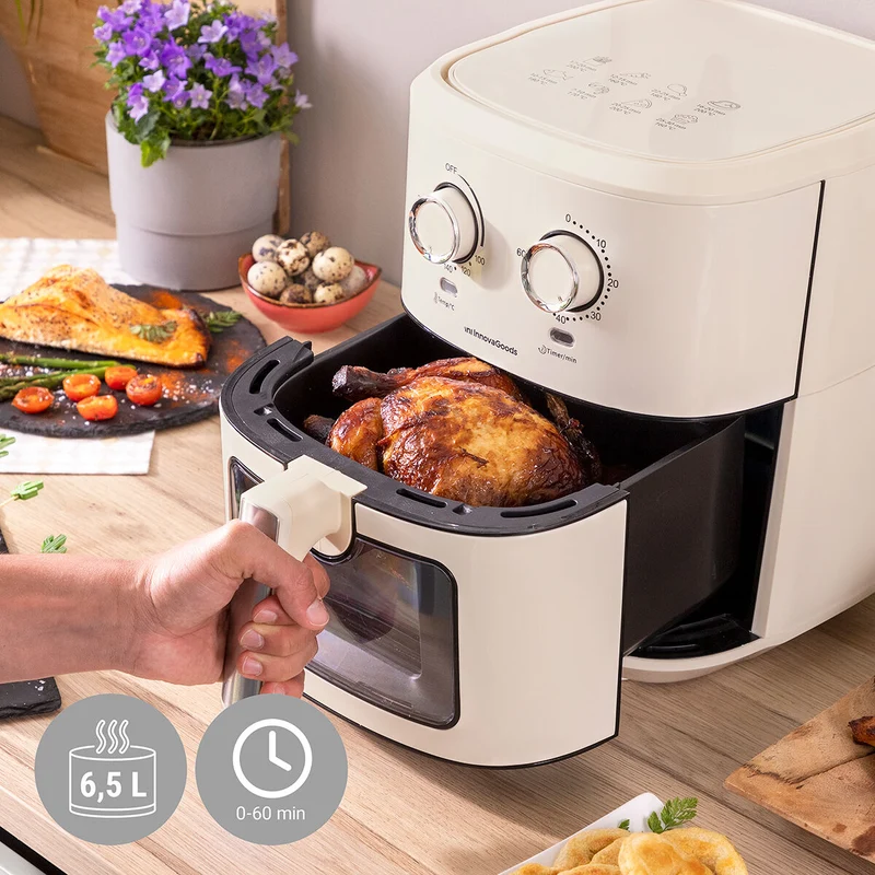 Friteuse à air InnovaGoods Vynner Pro 6500 Crème 1700 W 6,5 L Acier inoxydable