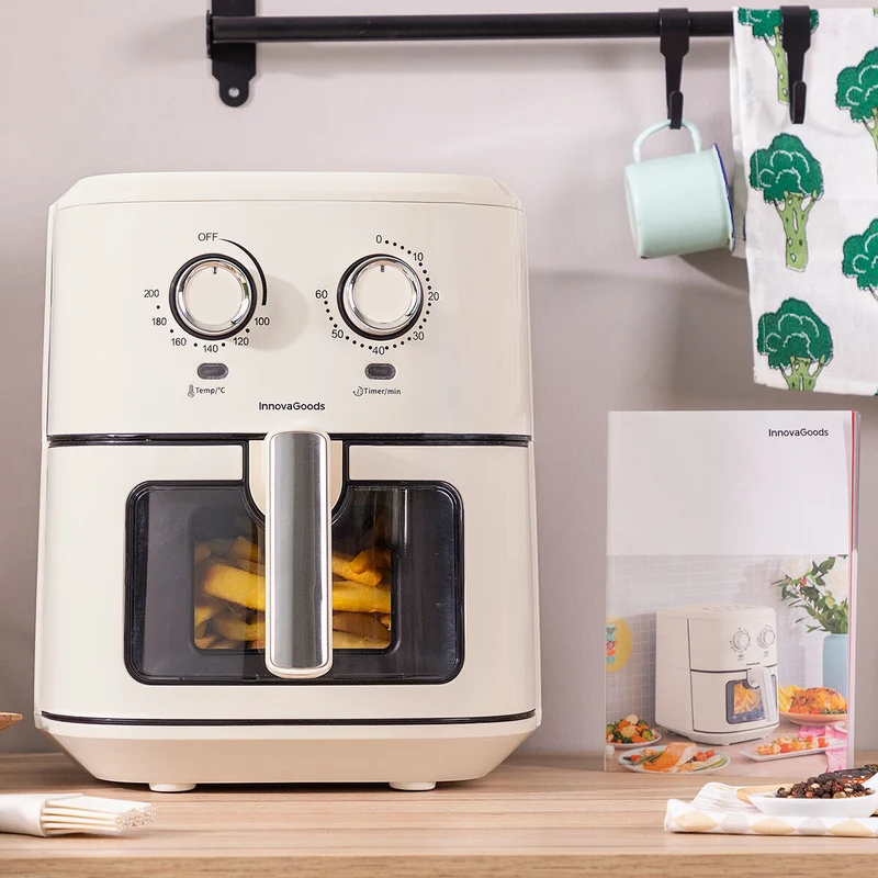 Friteuse à air InnovaGoods Vynner Pro 6500 Crème 1700 W 6,5 L Acier inoxydable