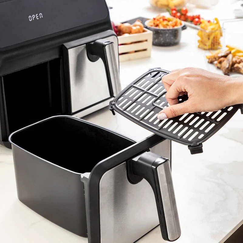 Friteuse à air InnovaGoods Fryinn Double 8000 Noir 3400 W 8 L Acier inoxydable