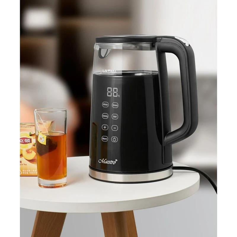 Bouilloire Feel Maestro MR-049 Verre Borosilicate Cristal Transparent Noir 2200 W 1,7 L