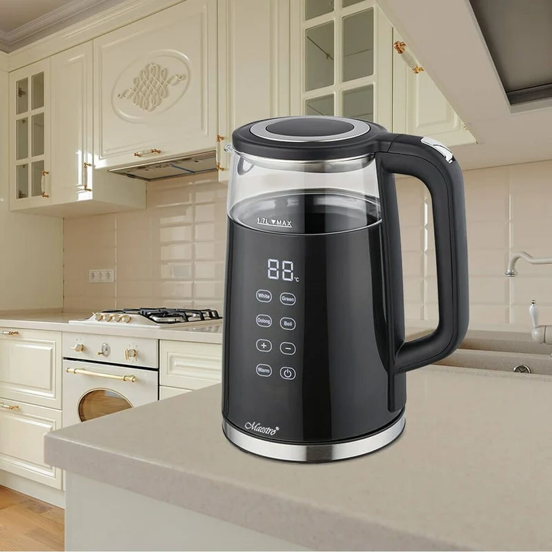 Bouilloire Feel Maestro MR-049 Verre Borosilicate Cristal Transparent Noir 2200 W 1,7 L