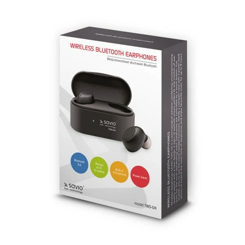 Écouteurs intra-auriculaires Bluetooth Savio TWS-04 Noir Graphite