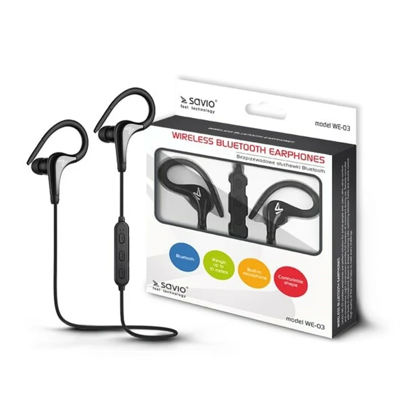 Casque Bluetooth Sport Savio WE-03 Noir