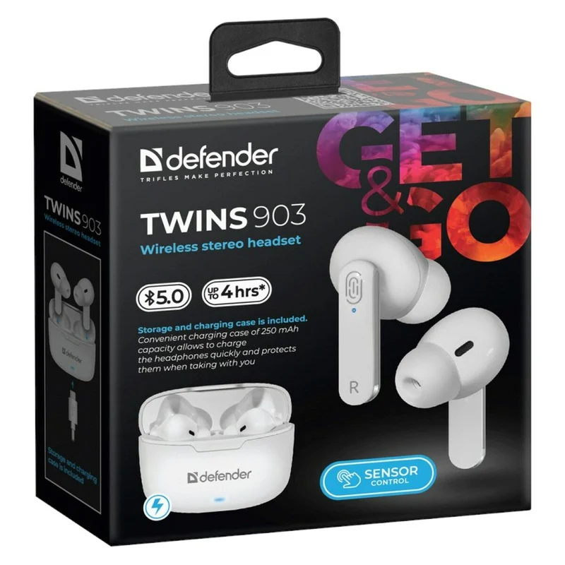 Écouteurs intra-auriculaires Bluetooth Defender TWINS 903 Blanc Multicolore