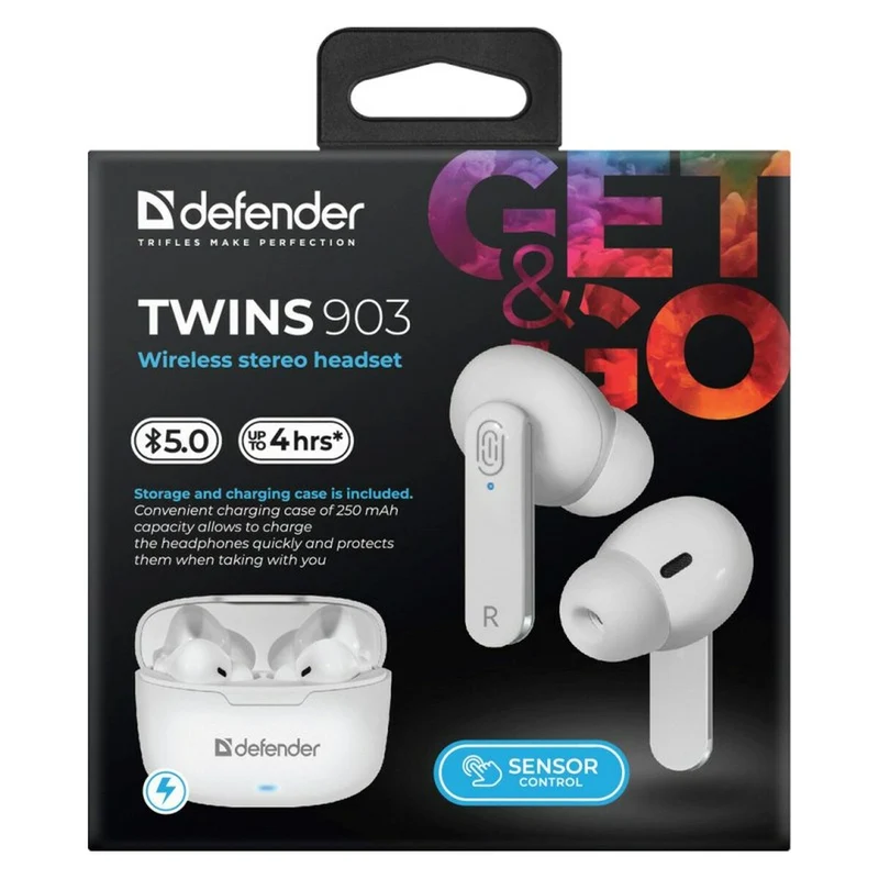 Écouteurs intra-auriculaires Bluetooth Defender TWINS 903 Blanc Multicolore