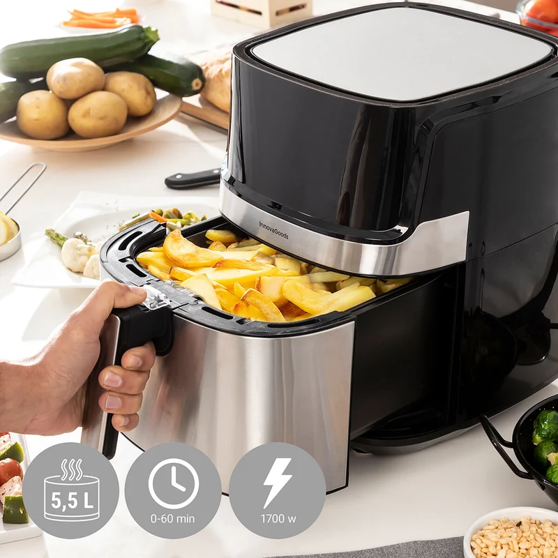Friteuse à air InnovaGoods Fryinn Pro 5500 Noir 1700 W 5,5 L Acier inoxydable