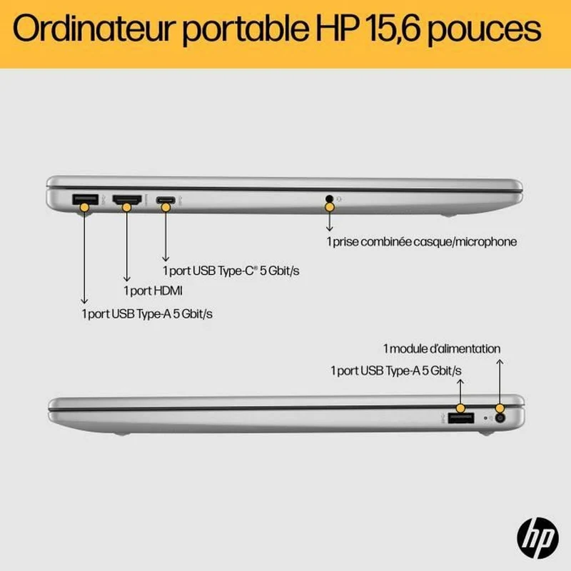 Ordinateur portable HP FC0071NF 15,6" ryzen 5-7520u 16 Go RAM 512 Go SSD Azerty Français