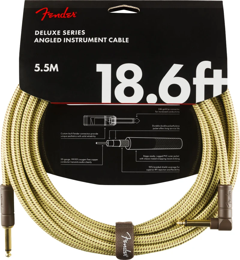5,5m Deluxe Instrument Cable Straight/angle Tweed