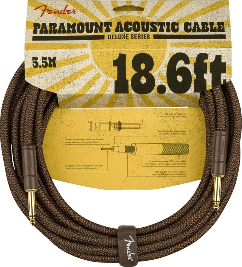 5,5m Paramount Acoustic Instrument Cable Brown