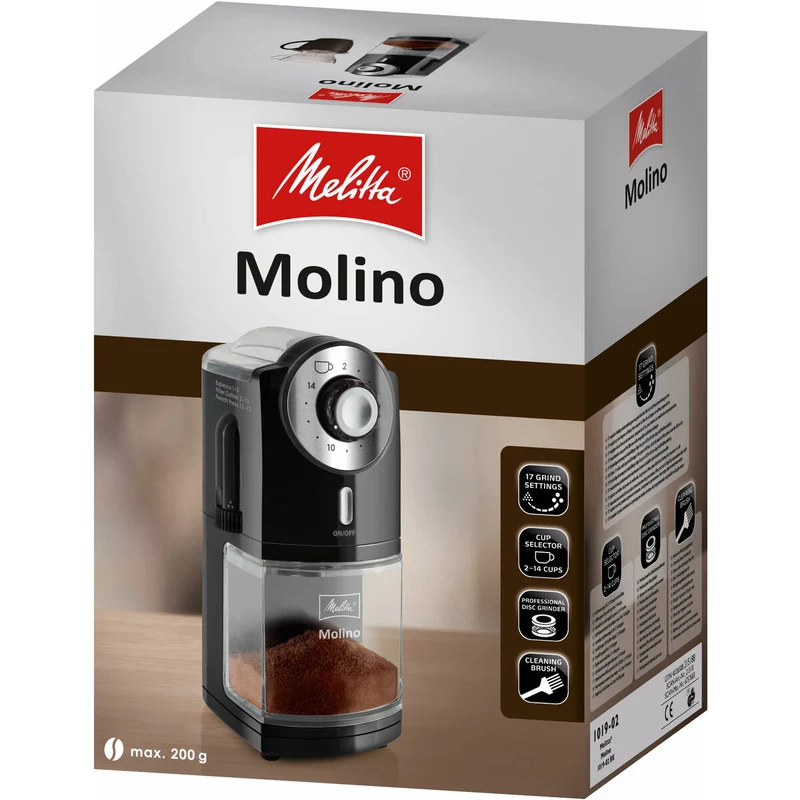 Moulin à café Melitta 1019-02 200 g plastique noir 1000 W 100 W