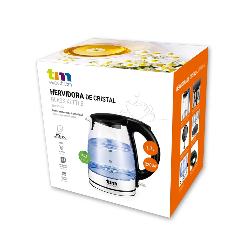 Bouilloire TM Electron 1,7 L Verre Borosilicate Cristal