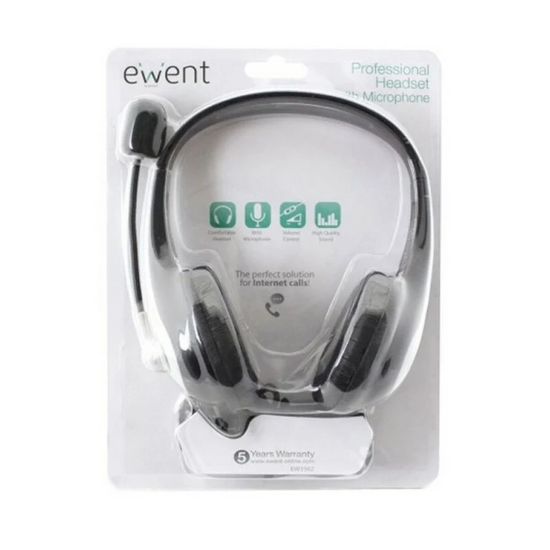 Casque avec microphone Ewent EW3562 noir noir/argent