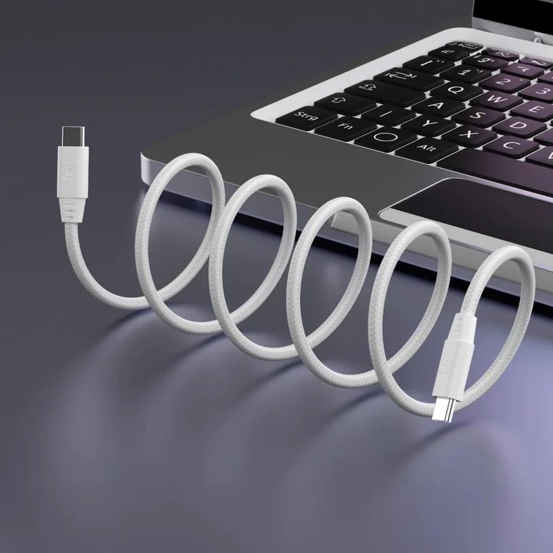 Câble magnétique USB-C vers USB-C de 2 mètres - Blanc