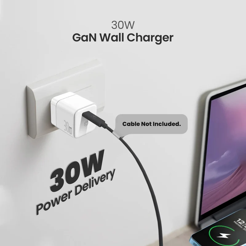 Chargeur mural GaN 30W - Blanc