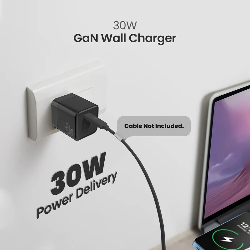 Chargeur mural GaN 30W - Noir