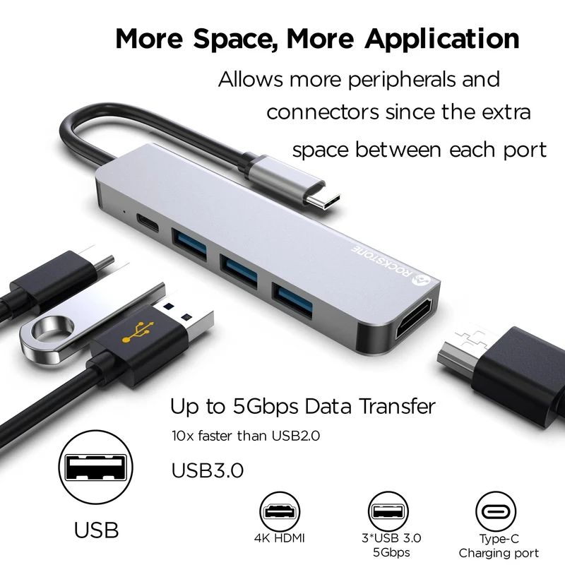 Hub Rockstone USB-C 5-en-1