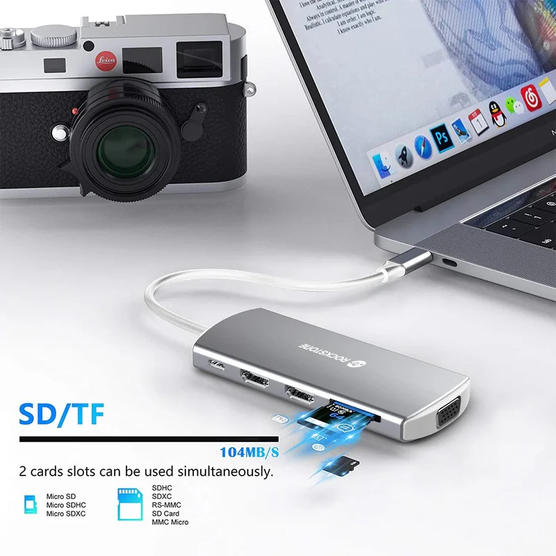 Hub HDMI double USB-C 9-en-1 de Rockstone
