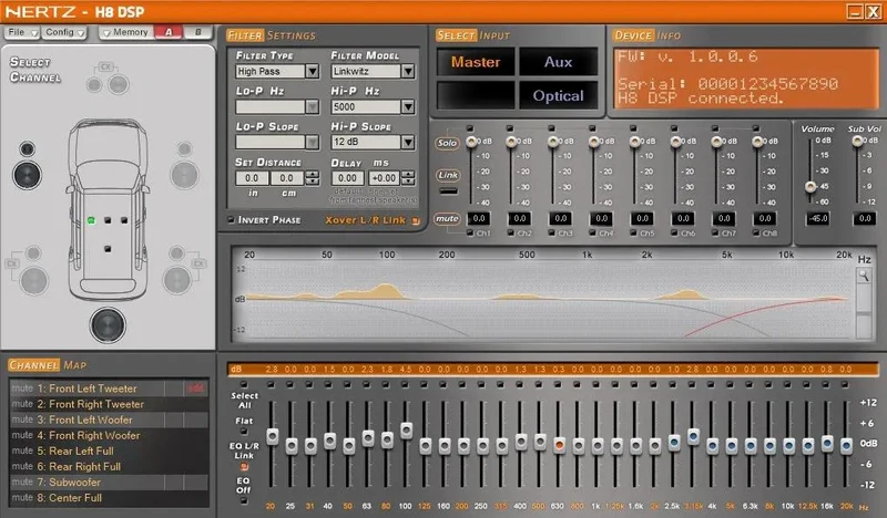 HERTZ H8 DSP – Processeur audio numérique | 8 sorties PRE OUT | Entrées analogiques et optiques
