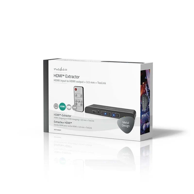 HDMI™-Extractor 2x HDMI™ Input - TosLink Female / 1x 3.5 mm Audio Out / 1x HDMI™ Output / 2x RCA - Maximale resolutie: 4K@60Hz