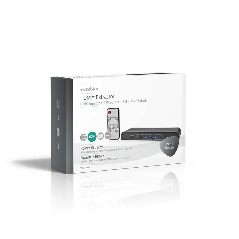 HDMI™-Extractor 2x HDMI™ Input - TosLink Female / 1x 3.5 mm Audio Out / 1x HDMI™ Output / 2x RCA - Maximale resolutie: 4K@60Hz