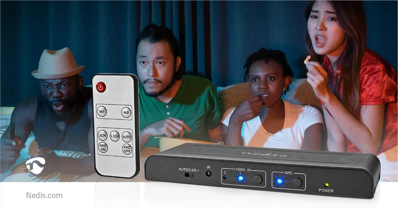 HDMI™-Extractor 2x HDMI™ Input - TosLink Female / 1x 3.5 mm Audio Out / 1x HDMI™ Output / 2x RCA - Maximale resolutie: 4K@60Hz