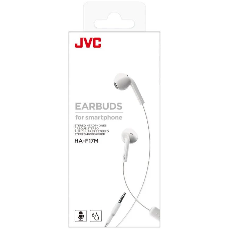 Écouteurs-boutons filaire, JVC HA-F17M-W - Blanc Coconut