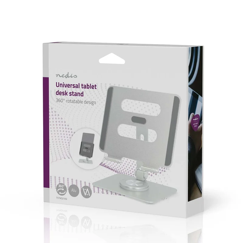 Tablet Standaard Draai- en Kantelbaar - Zilver