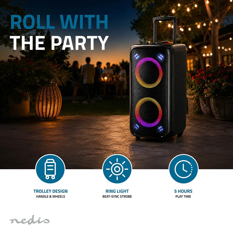 Bluetooth® Party Speaker Batterij 1 werkingstijd standaard verbruik: 300 min - 240W - Handvat