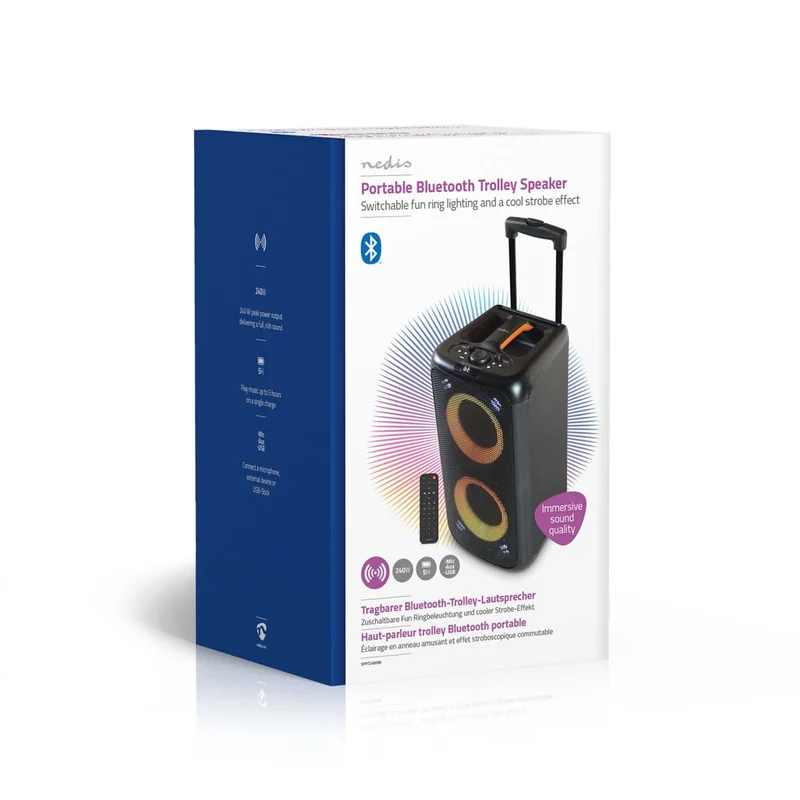 Bluetooth® Party Speaker Batterij 1 werkingstijd standaard verbruik: 300 min - 240W - Handvat