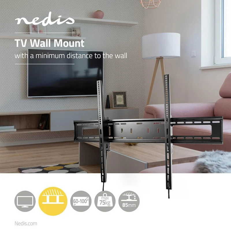Kantelbare TV-Muurbeugel 60 - 100" - Maximaal schermgewicht: 75 kg - Kantelbaar: 5°