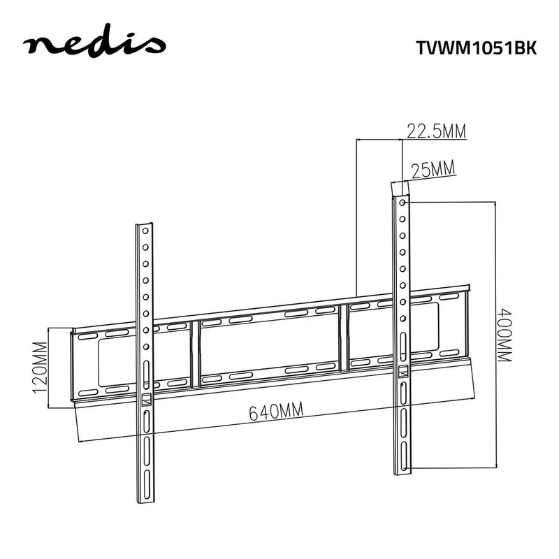 Vaste TV-Muurbeugel 37 - 70" - Maximaal schermgewicht: 35 kg - Minimale muurafstand: 23 mm