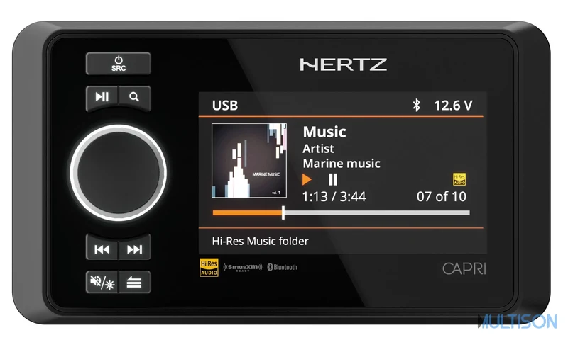 Hertz CAPRI H100 - Source Audio Hi-End Marine avec Écran 4.3” TFT