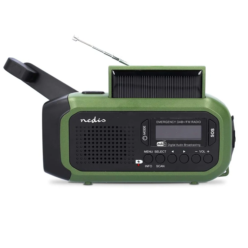 Noodradio Draagbaar Model - DAB+ / FM - Batterij Gevoed / Handslinger / Solar Powered / USB Gevoed