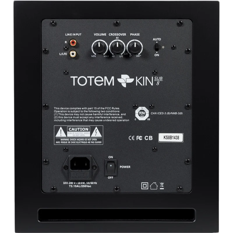 Caisson d'extrêmes graves 8 po, Totem Acoustic KinSub8 - Noir satiné