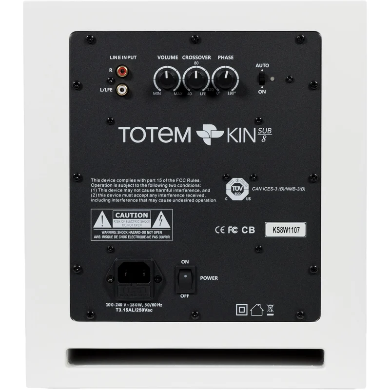 Caisson d'extrêmes graves 8 po, Totem Acoustic KinSub8 - Blanc