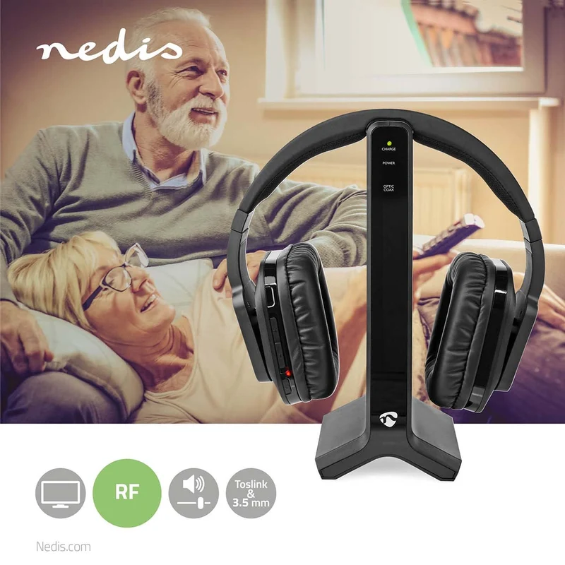 Draadloze TV-Koptelefoon RF, frequency 2.4 GHz - Over-Ear - Batterij 1 werkingstijd standaard verbruik: 480 min
