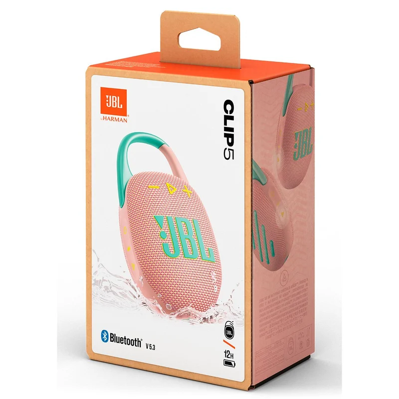 Enceinte portable sans fil Bluetooth étanche à l'eau. JBL Clip 5 - Rose