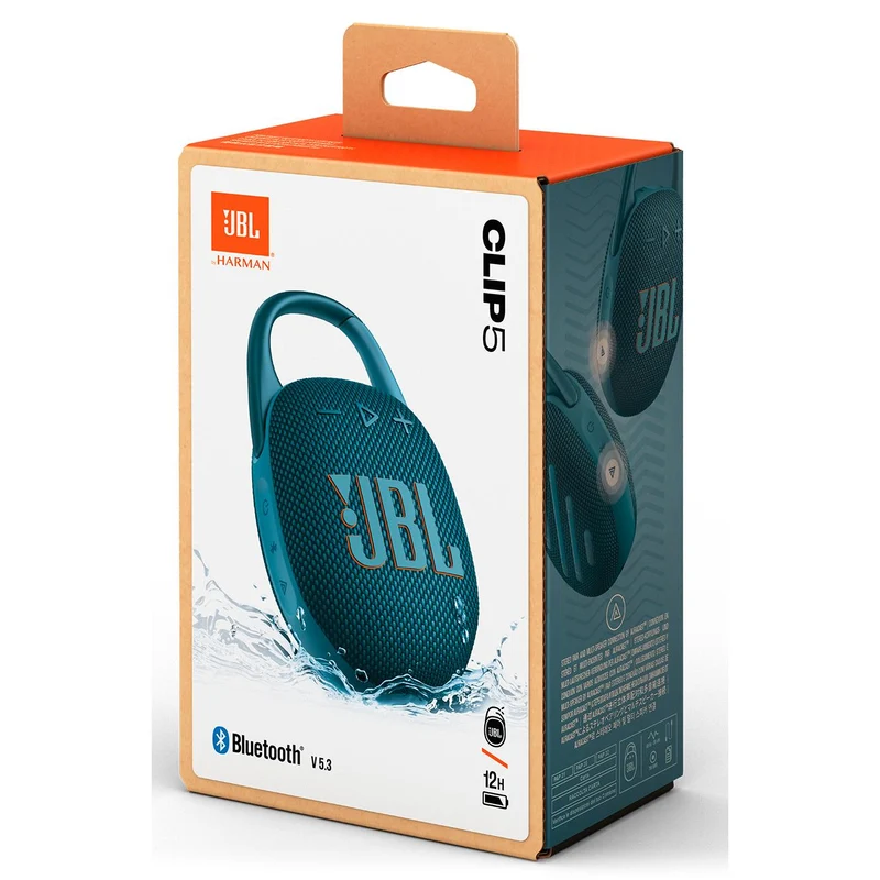 Enceinte portable sans fil Bluetooth étanche à l'eau. JBL Clip 5 - Bleu