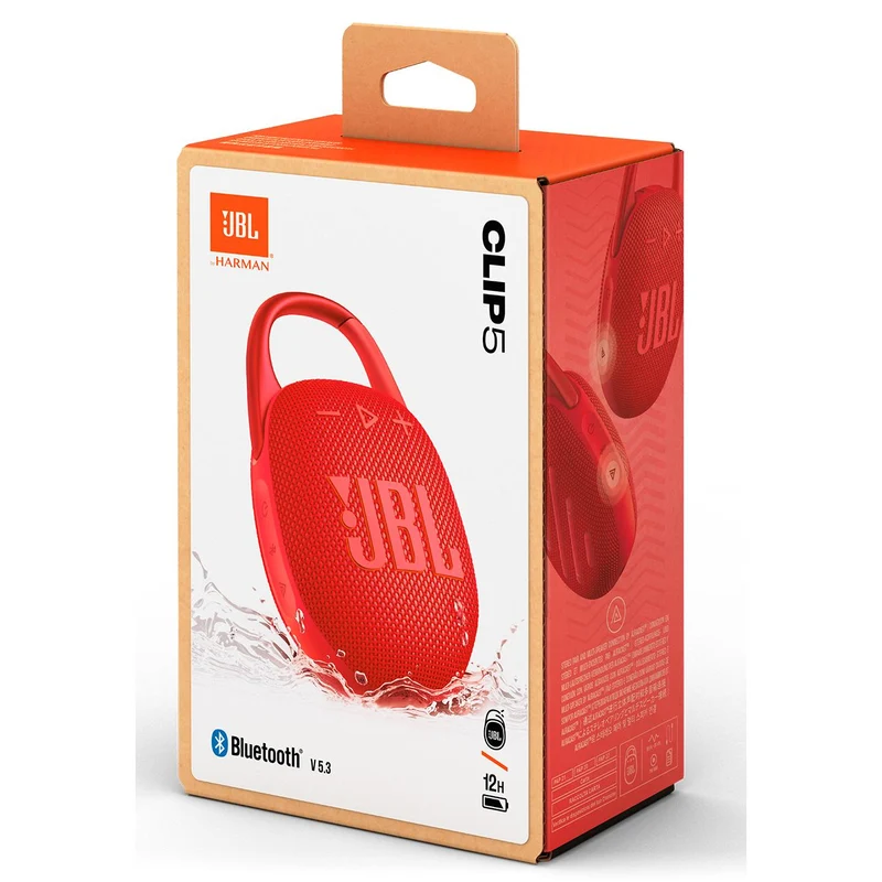 Enceinte portable sans fil Bluetooth étanche à l'eau. JBL Clip 5 - Rouge