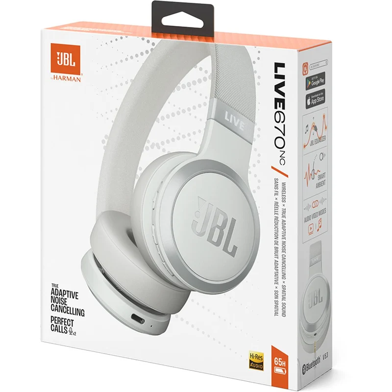 Casque d'écoute sans fil. JBL Live 670NC - Blanc