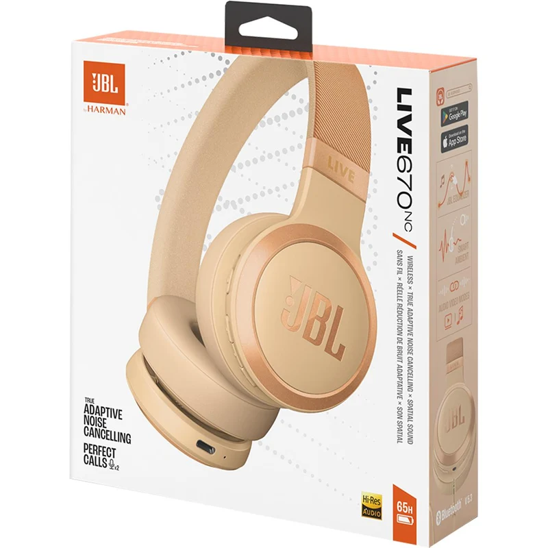 Casque d'écoute sans fil. JBL Live 670NC - Sable