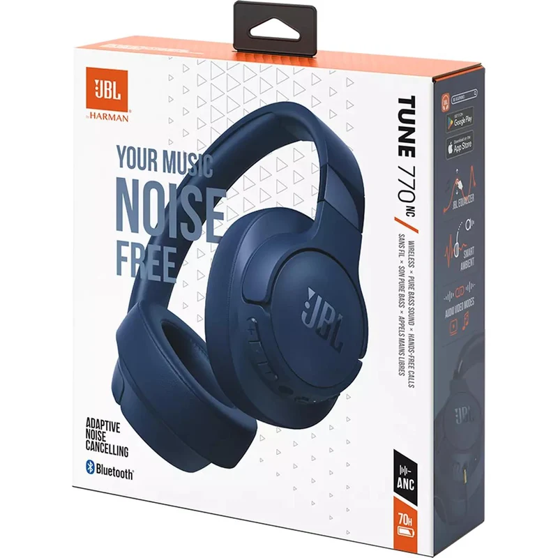 Casque d'écoute à réduction de bruit sans fil. JBL Tune 770NC - Bleu