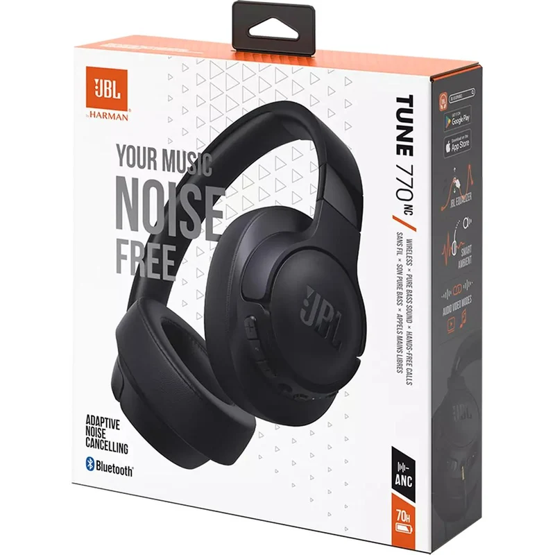Casque d'écoute à réduction de bruit sans fil. JBL Tune 770NC - Noir