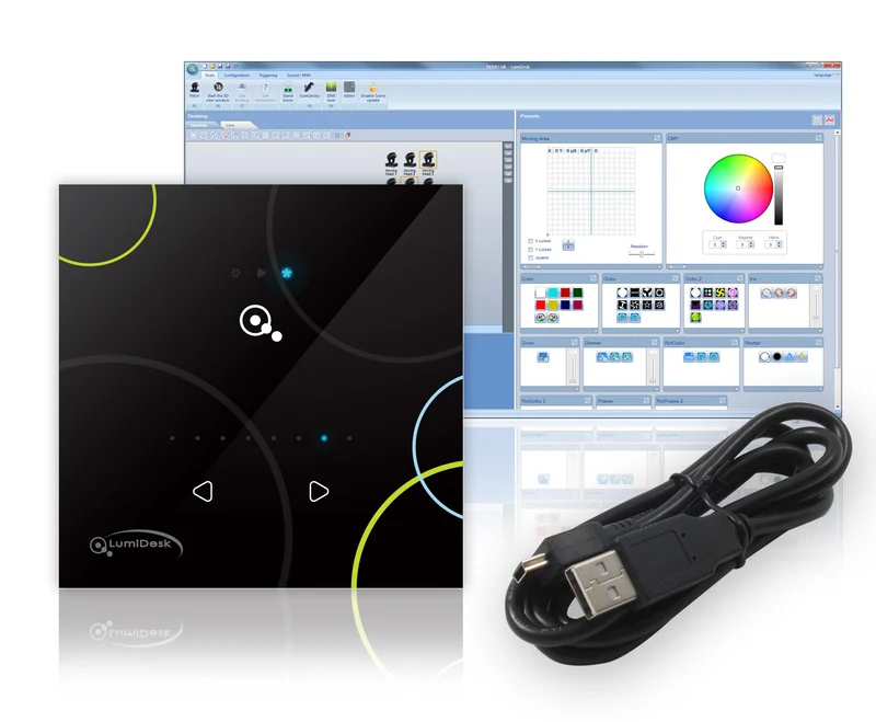 Lumidesk LDTOUCH NANO Stand Alone Wall Mounted DMX Controller w/ Touch-sensitive Glass Panel