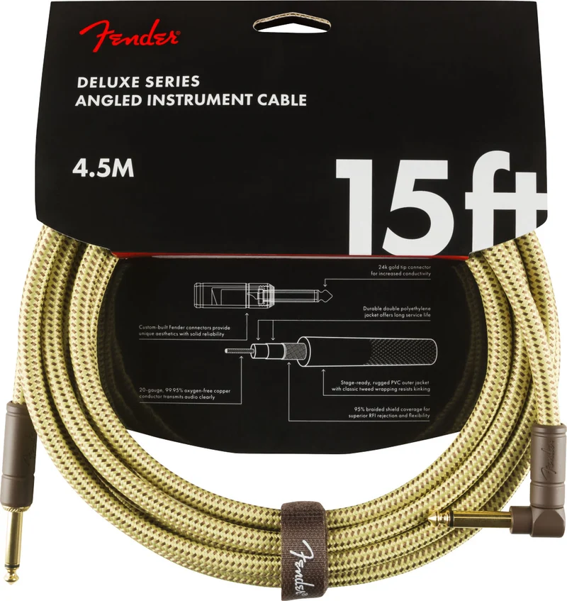 4,5m Deluxe Instrument Cable Straight/angle Tweed