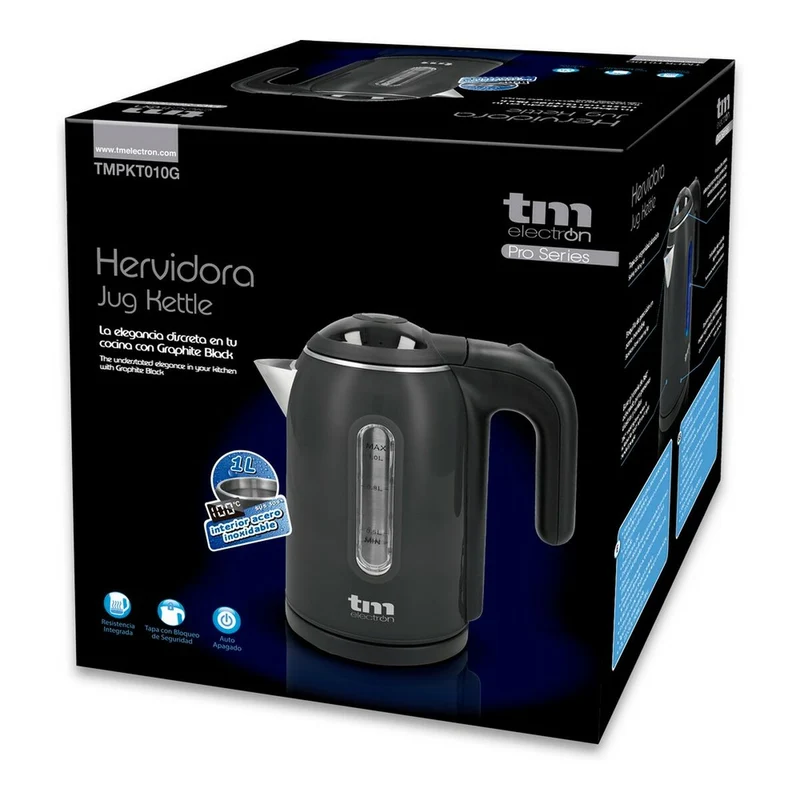 Bouilloire électrique avec lumière LED TM Electron Acier inoxydable Graphite
