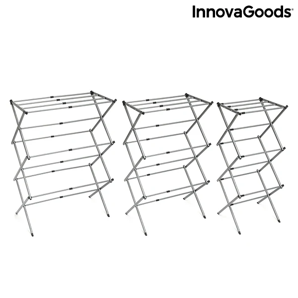 Sèche-linge pliable et extensible en métal avec 3 niveaux Cloxy InnovaGoods (11 Bars)