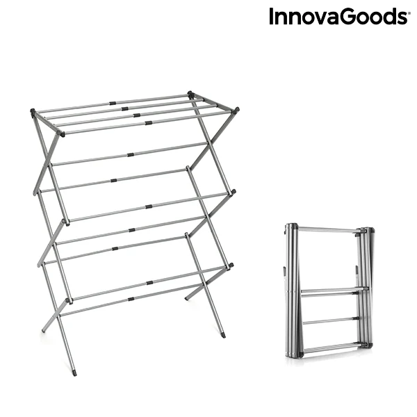 Sèche-linge pliable et extensible en métal avec 3 niveaux Cloxy InnovaGoods (11 Bars)